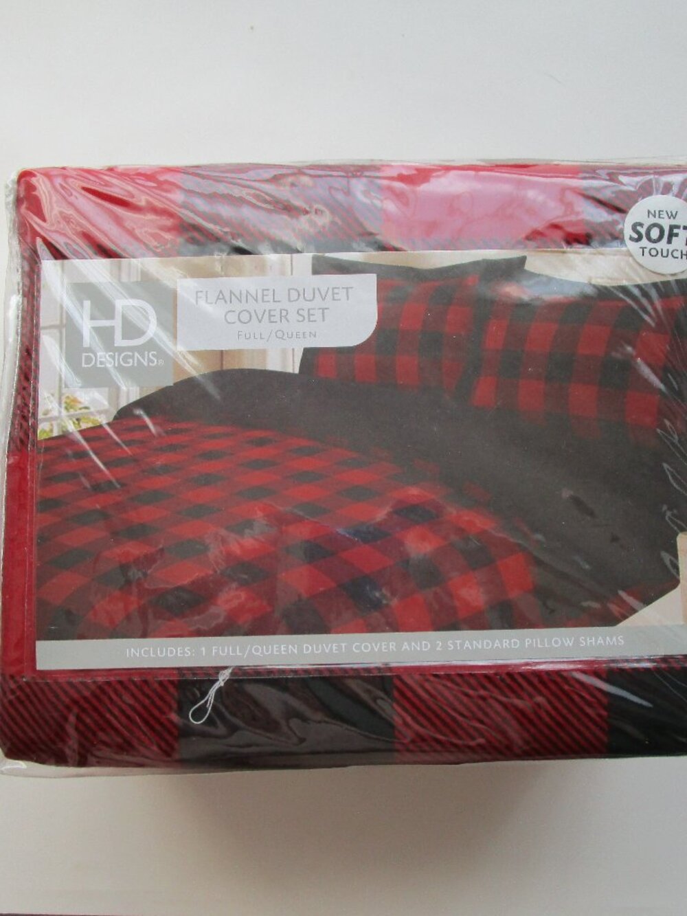 HD Designs 100% Cotton Flannel Duvet Cover Full/Queen - red/black check plaid